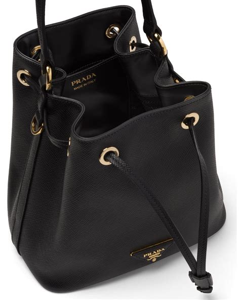 Prada Logo Saffiano Leather Bucket Bag on SALE 